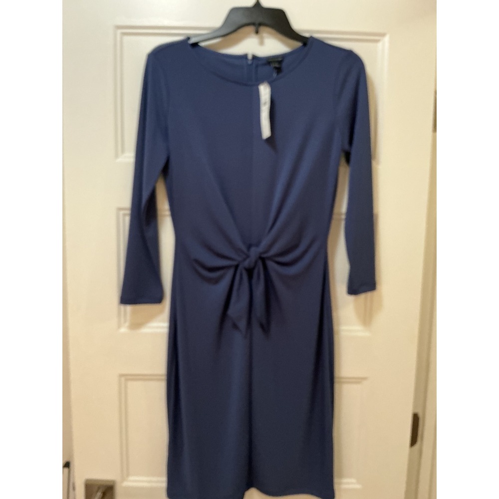 Ann Taylor Blue Front Tie Waist Sheath Dress 3/4 Sleeve NWT Size 2 23076440